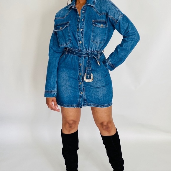 Signature8 Denim Western Mini Dress Size Large - Picture 1 of 7